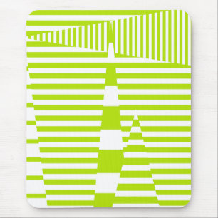 Triangle Stripes - Lime Green en White Muismat