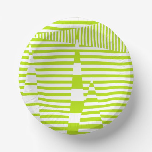 Triangle Stripes - Lime Green en White Papieren Kommen (Voorkant)