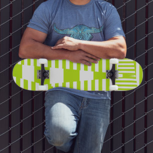 Triangle Stripes - Lime Green en White Persoonlijk Skateboard