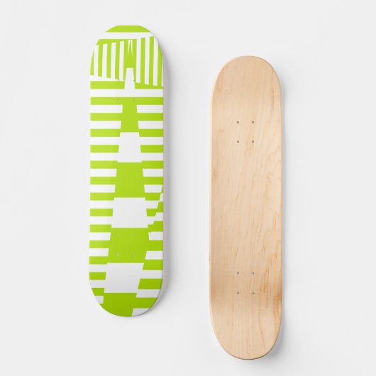 Triangle Stripes - Lime Green en White Persoonlijk Skateboard (Voorkant)