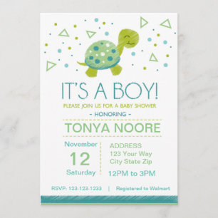 Triangle Turtle Baby shower Invitation Kaart