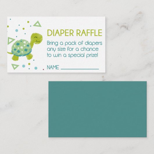 Triangle Turtle Diaper Raffle Ticket Informatiekaartje (Voorkant / Achterkant)