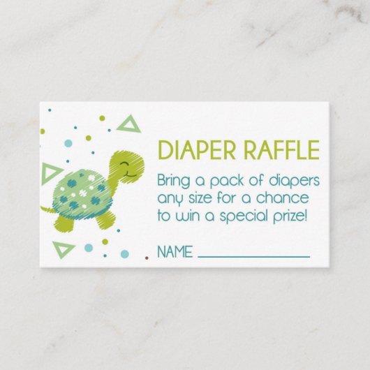 Triangle Turtle Diaper Raffle Ticket Informatiekaartje (Voorkant)