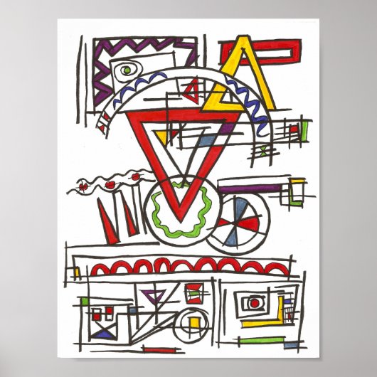 Triangles-Moderne Bauhaus Geometrische inkkunst Poster (Voorkant)
