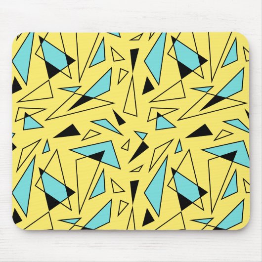 Triangles Pattern - Yellow & Turquoise Muismat (Voorkant)