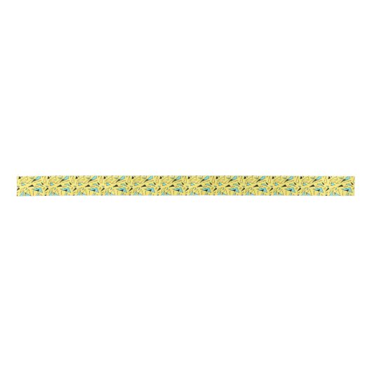 Triangles Pattern - Yellow & Turquoise Satijnen Lint (Voorkant)