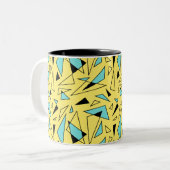 Triangles Pattern - Yellow & Turquoise Tweekleurige Koffiemok (Voorkant links)