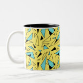 Triangles Pattern - Yellow & Turquoise Tweekleurige Koffiemok (Links)