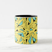 Triangles Pattern - Yellow & Turquoise Tweekleurige Koffiemok (Center)