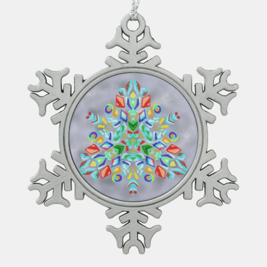 Triangulair ontwerp (Snowflake Ornament) Tin Sneeuwvlok Ornament (Voorkant)