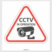 Triangular CCTV In Operation Warning Sign Sticker (Vel)