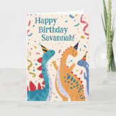 Trias Trio Feestelijke Dinosaurus Verjaardag Kaart (Voorkant)