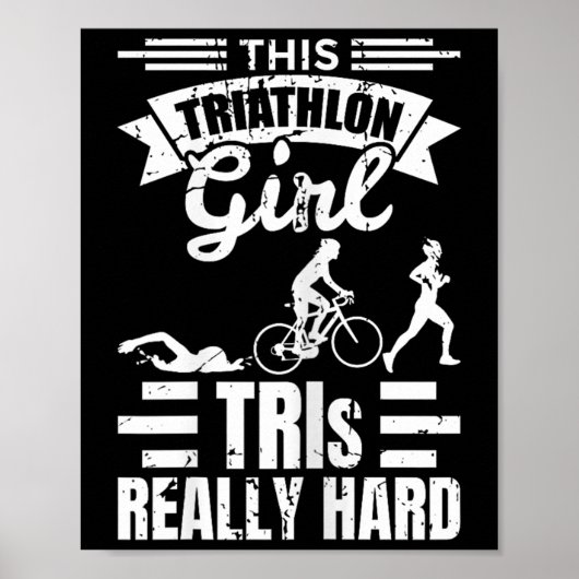 Triathlete Girls Funny Triathlon  Poster (Voorkant)