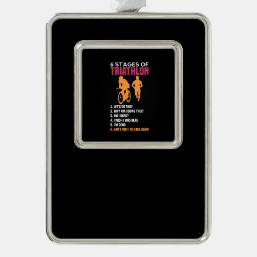 Triathlon - 6 fasen Triathlon Verzilverd Omlijst Ornament (Voorkant)