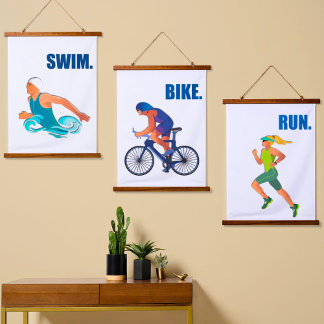 Triathlon Art - Zwemfiets Run Motivatie Decor Hangend Wandkleed