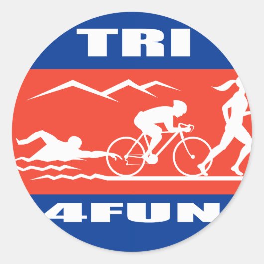 Triathlon atleet zwemmen fiets run race tri 4 plez ronde sticker (Voorkant)