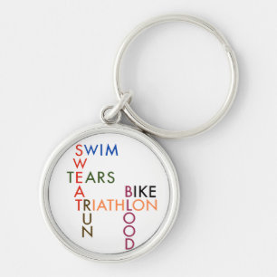 Triathlon bloedzweet en tranen sleutelhanger