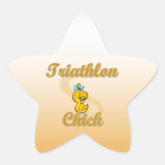Triathlon Chick Ster Sticker (Voorkant)
