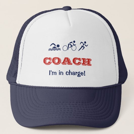 Triathlon coach leuke aangepaste naam trucker pet (Voorkant)