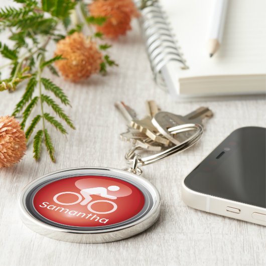 Triathlon CYCLE Gepersonaliseerd Sleutelhanger (Zijkant)