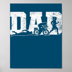 Triathlon Dad Swim Bike run Vaderdag Poster