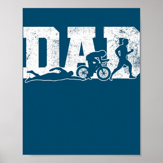 Triathlon Dad Swim Bike run Vaderdag Poster (Voorkant)
