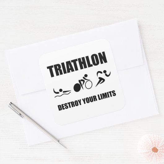 Triathlon Destroy Vierkante Sticker (Envelop)