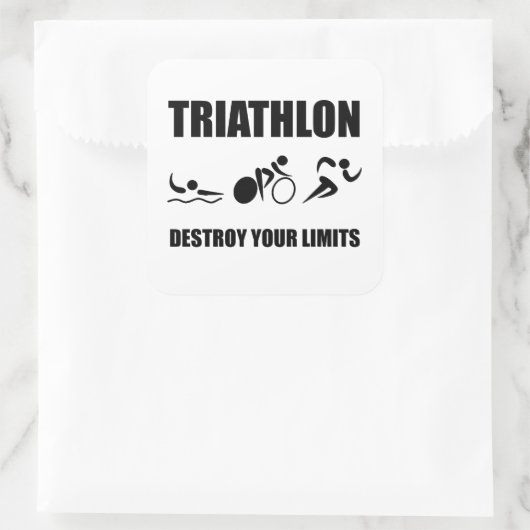 Triathlon Destroy Vierkante Sticker (Tas)