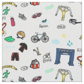 Triathlon Doodles Fabric Stof (Close Up)