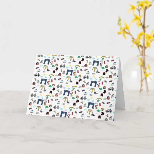 Triathlon Doodles Kaart (Gele Bloem)