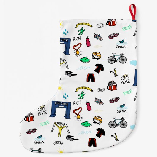 Triathlon Doodles Kerstmis Stocking Grote Kerstsok (Achterkant)