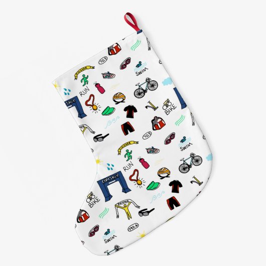 Triathlon Doodles Kerstmis Stocking Grote Kerstsok (Achterkant (Hangend))