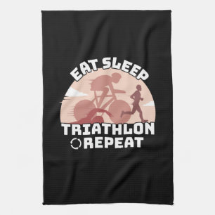 Triathlon - Eat Sleep Triathlon Herhalen Theedoek