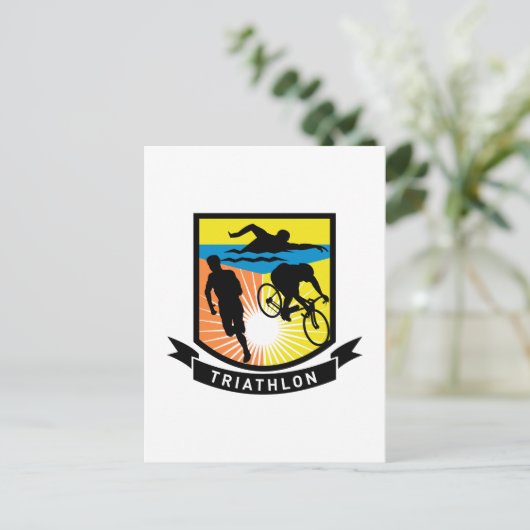 triathlon - fietsenrace briefkaart (Staand voorkant)