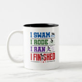 Triathlon Finisher I Swam I Rode I Ran I Finisher Tweekleurige Koffiemok (Links)