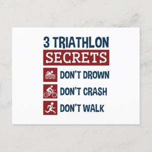 Triathlon Funny 3 Secrets Don't Drown Crash Walk Briefkaart