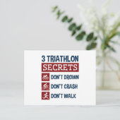Triathlon Funny 3 Secrets Don't Drown Crash Walk Briefkaart (Staand voorkant)