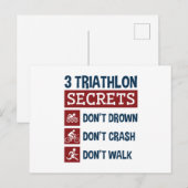 Triathlon Funny 3 Secrets Don't Drown Crash Walk Briefkaart (Voorkant / Achterkant)
