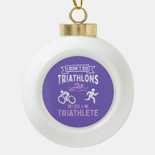 Triathlon Funny Keramische Bal Ornament (Voorkant)