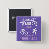Triathlon Funny Vierkante Button 5,1 Cm (Voorkant /achterkant)