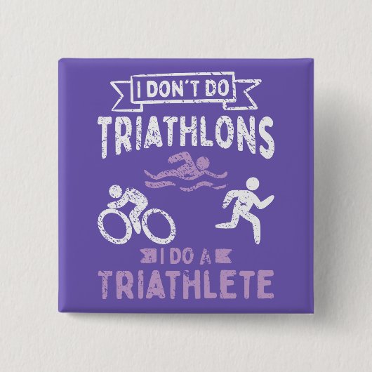 Triathlon Funny Vierkante Button 5,1 Cm (Voorkant)