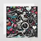 Triathlon geïnspireerd liefde kussen, Valentijnsda Feestdagenkaart (Voorkant / Achterkant)