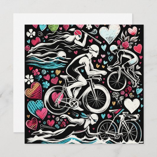 Triathlon geïnspireerd liefde kussen, Valentijnsda Feestdagenkaart (Voorkant / Achterkant)