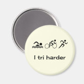 Triathlon grappig pictogram magneet (Voorkant / Achterkant)
