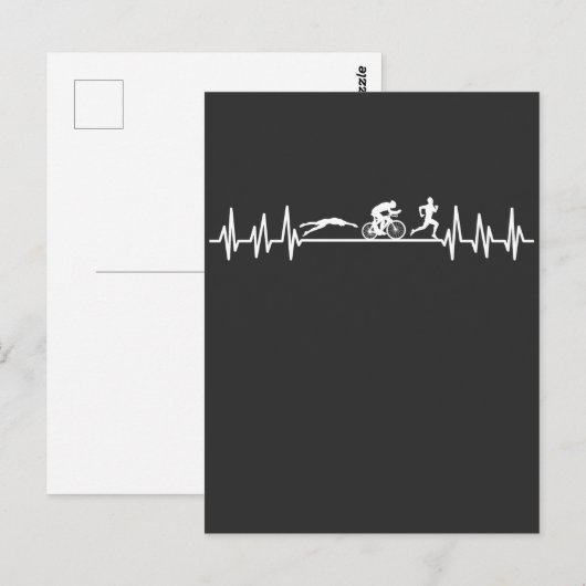 Triathlon hartslag Sportman Bike Swim Run Athlet Briefkaart (Voorkant / Achterkant)