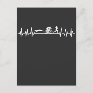Triathlon hartslag Sportman Bike Swim Run Athlet Briefkaart