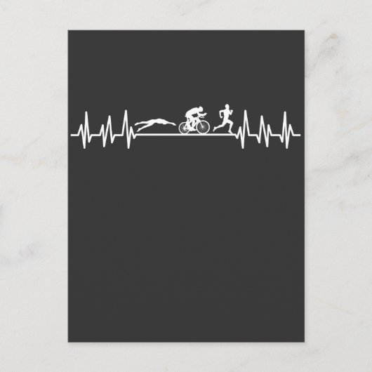 Triathlon hartslag Sportman Bike Swim Run Athlet Briefkaart (Voorkant)