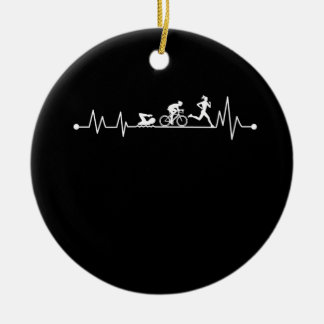 TRIATHLON HEARTBEAT T SHIRT KERAMISCH ORNAMENT