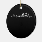 TRIATHLON HEARTBEAT T SHIRT KERAMISCH ORNAMENT (Links)
