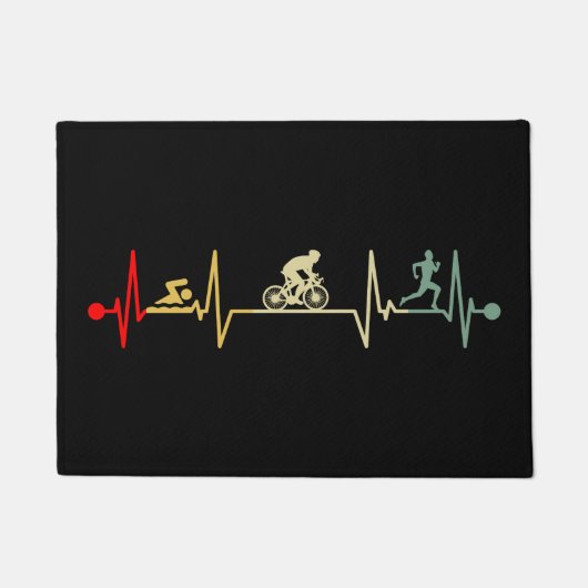 Triathlon Heartbeat Vintage Deurmat (Voorkant)